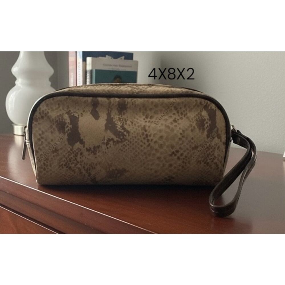 B. Makowsky snake print cosmetic‎ bag vanity case and a travel clutch